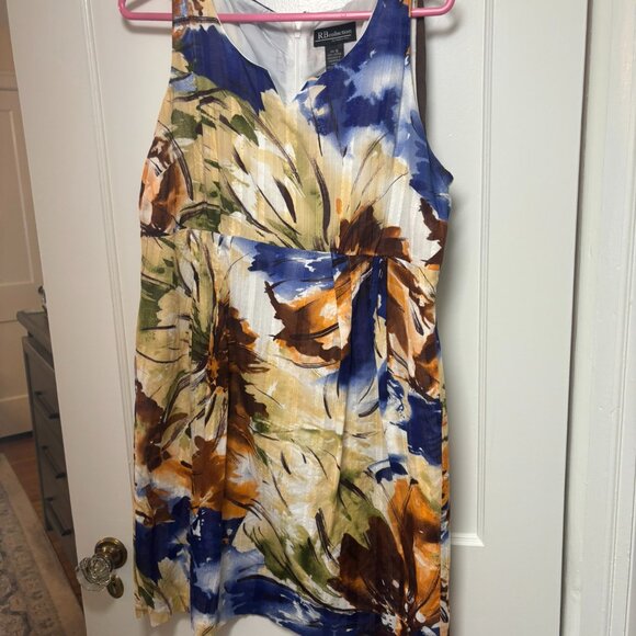 RB Collection summer dress with brown sash - Picture 1 of 4